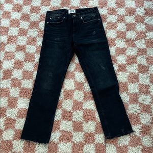 NWOT- Zara distressed straight jeans w/ raw hem